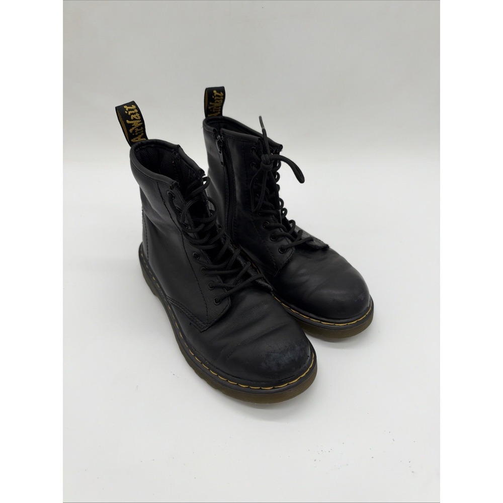 Doc Dr Martens Youth Kids Size 4 Boots Combs J Combat Lace Up Black Canvas Zip